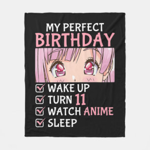 11th Birthday Watch Anime 11 Years Old Anime Teen  Fleece Blanket