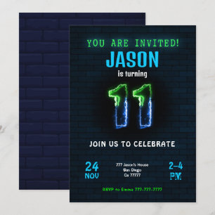 11th Boy Birthday Invitation