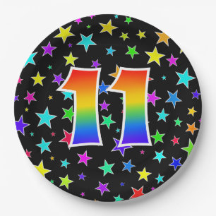 11th Event: Bold, Fun, Colorful Rainbow 11 Paper Plate