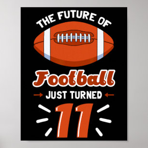11th Football Birthday Party Player Sports Lover T Poster