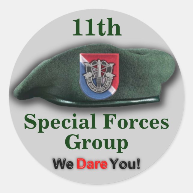11th Special forces group Green Berets SFG SF Classic Round Sticker (Front)