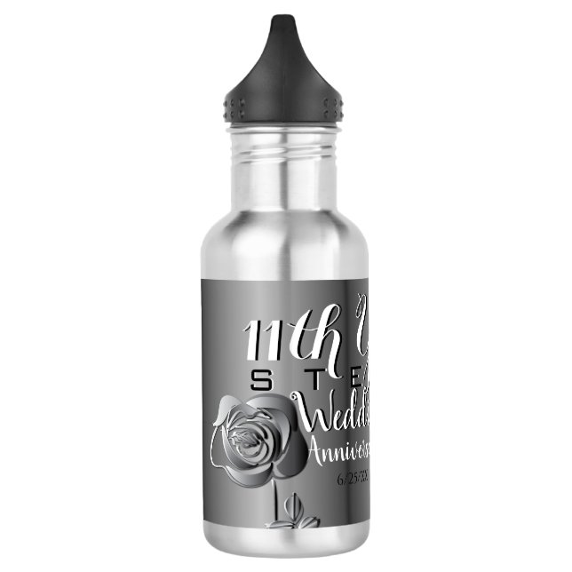11th Steel Wedding Anniversary 532 Ml Water Bottle (Left)