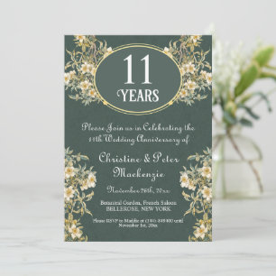11th Steel Wedding Anniversary Rich Floral Invitation