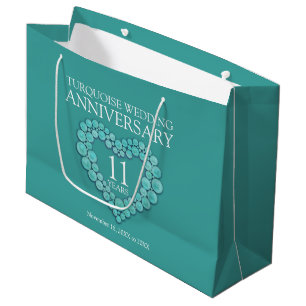 11th Turquoise wedding anniversary photo gift bag