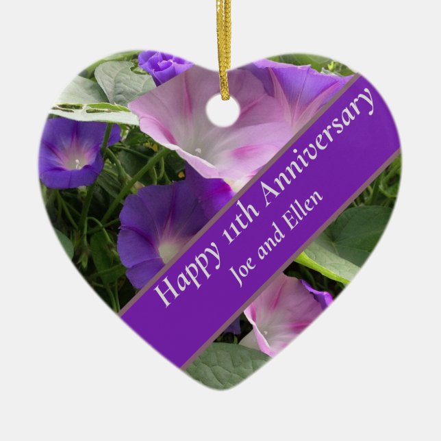 11th Wedding Anniversary,  Ceramic Ornament (Front)