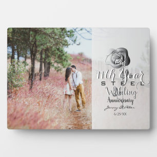 11th Wedding Anniversary Custom Photo Steel Rose Plaque