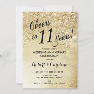 11th Wedding Anniversary Gold Invitation