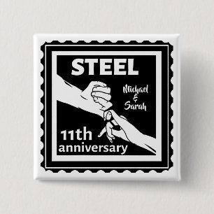 11th wedding anniversary holding hands 2 inch square button