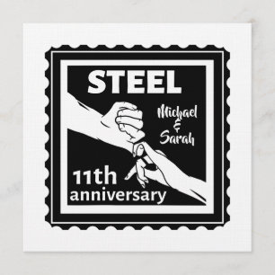 11th wedding anniversary holding hands invitation