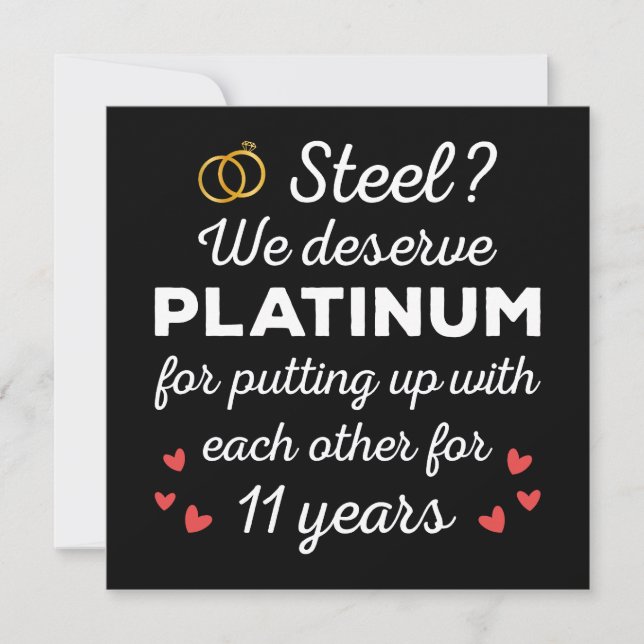 11th Wedding Anniversary I - Steel Funny Couple Card (Front)