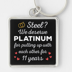 11th Wedding Anniversary I - Steel Funny Couple Keychain
