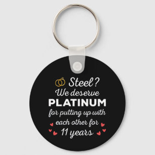 11th Wedding Anniversary I - Steel Funny Couple Keychain