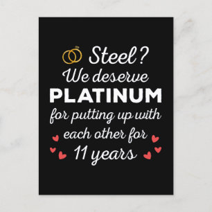 11th Wedding Anniversary I - Steel Funny Couple Postcard