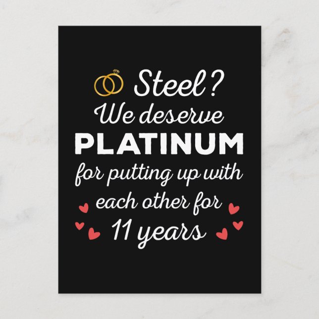 11th Wedding Anniversary I - Steel Funny Couple Postcard (Front)