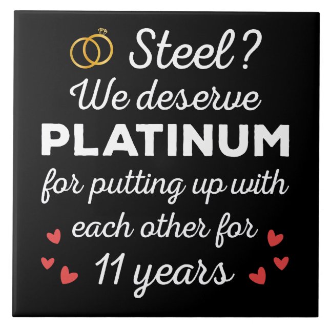 11th Wedding Anniversary I - Steel Funny Couple Tile (Front)