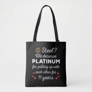 11th Wedding Anniversary I - Steel Funny Couple Tote Bag