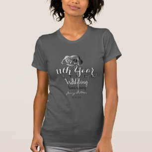 11th Wedding Anniversary Steel Rose T-Shirt