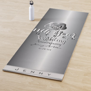 11th Wedding Anniversary Steel Rose Yoga Mat