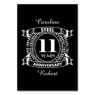 11TH wedding anniversary steel Table Number