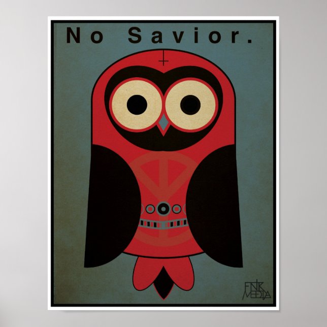 11x14" Anti-Religion Owl (Dark Colour Scheme) Poster (Front)