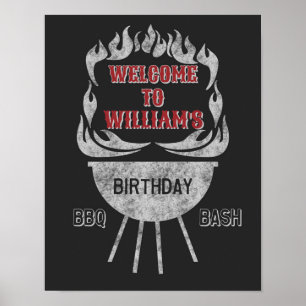 11x14 BBQ Anniversaire Affiche de bienvenue et aff
