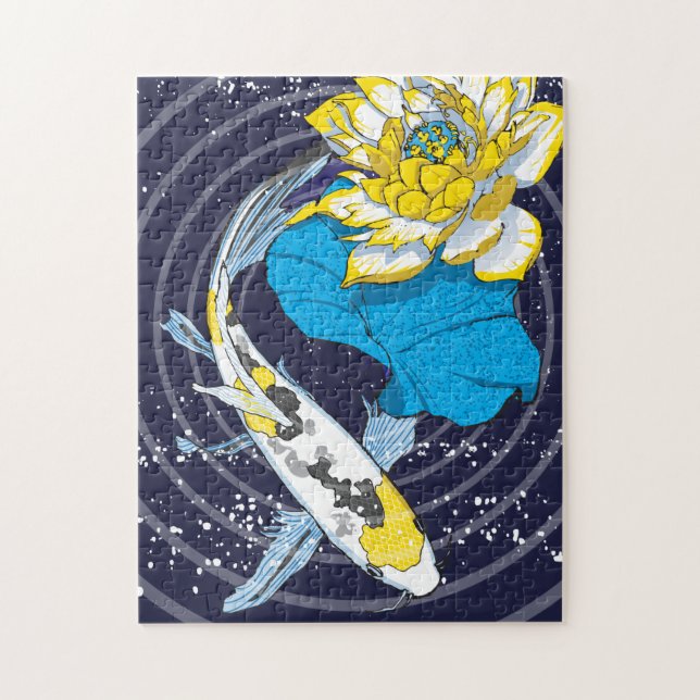 11x14 Koi and Lotus Puzzle for Colorblind People (Vertical)