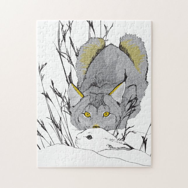 11x14 Lynx et Hare Puzzle pour les aveugles de cou (Vertical)