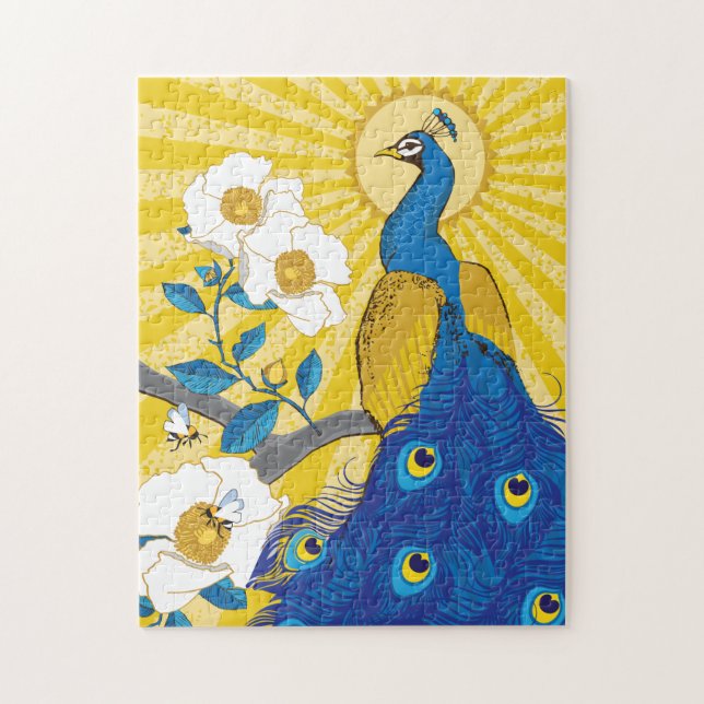 11x14 Pretty Peacock Puzzle for Colorblind People (Vertical)