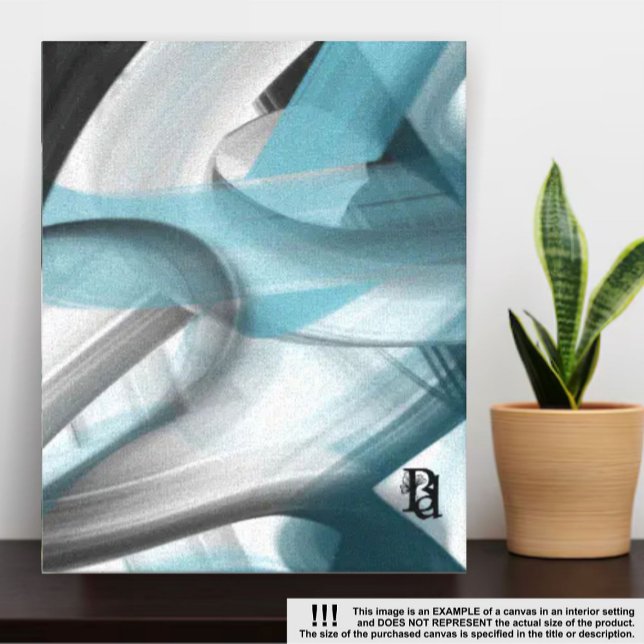11x14" Trend Abstract Art Canvas Black White Blue Print (Creator Uploaded)