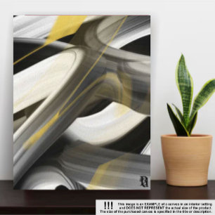 11x14" Trend Abstract Art Canvas Black White Gold Print