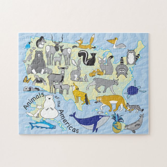 11x14 US Animals Puzzle for Colorblind People (Horizontal)