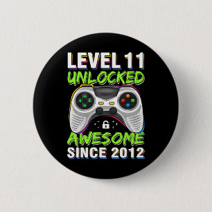 11yr Bday Son Boy Funny Gamer 11th 11 Year Old Bir 2 Inch Round Button