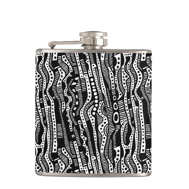 120115 - Black on White Hip Flask (Front)