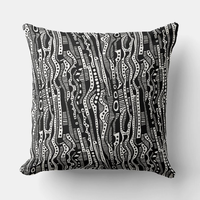 120115 - Black on White Throw Pillow (Front)
