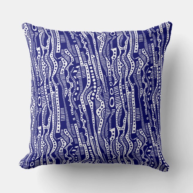 120115 - Deep Navy on White Throw Pillow (Front)