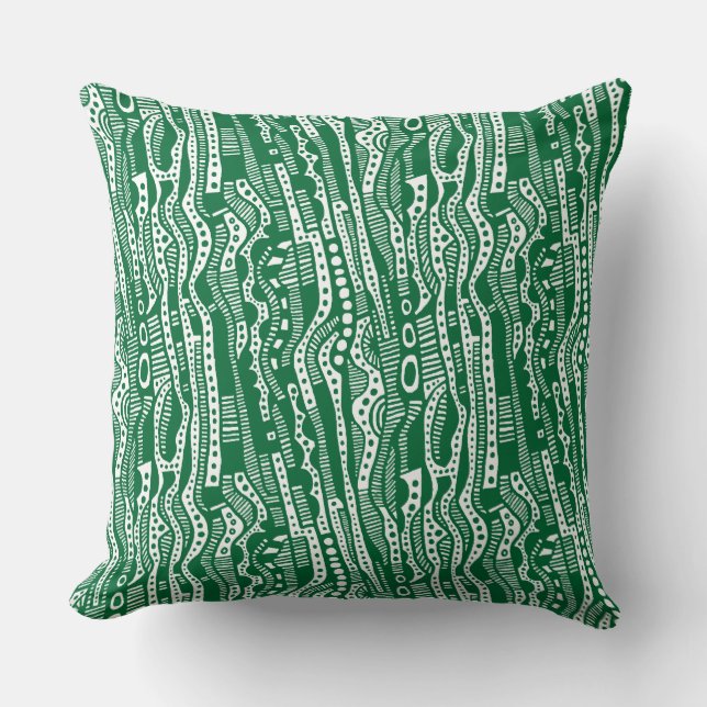 120115 - Forest Green on White Throw Pillow (Front)