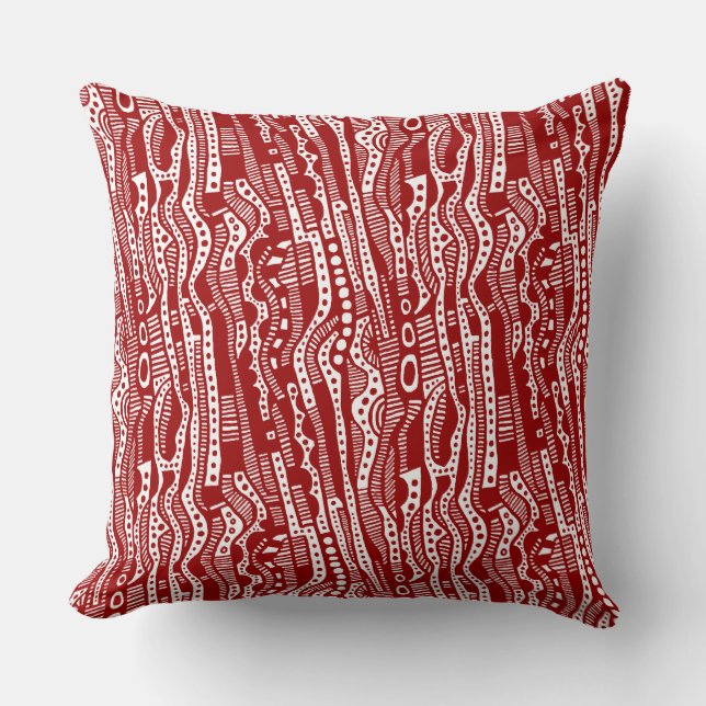 120115 - Ruby Red on White Throw Pillow (Front)