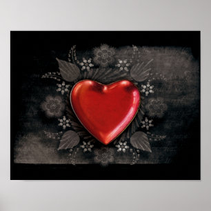 1209 DARK RED BLACK HEART EMO LOVE TOUGH DARK SYMB POSTER