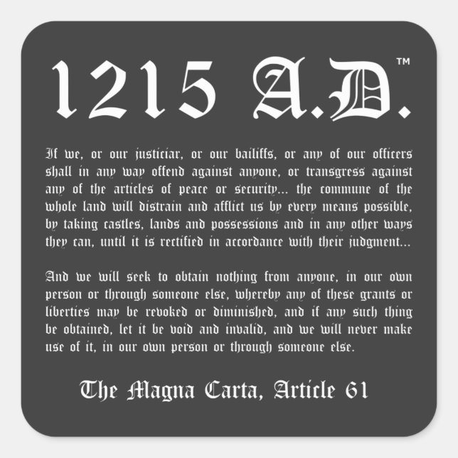 1215 A.D.™ La Grande Charte Article 61 Stickers (Devant)