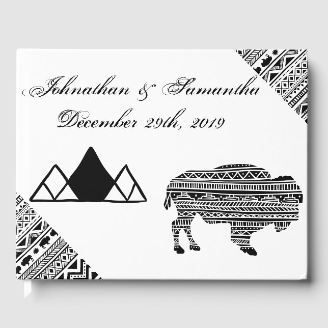 122 Page Mariage Livre d'or Boho Buffalo Tribal Pa (Recto)