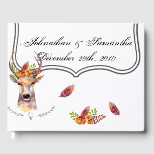 122 Page Wedding Guestbook boho deer Buck Head Bro