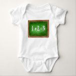 123 Math School Teacher Chalkboard Blackboard Baby Bodysuit<br><div class="desc">Baby suit features an original illustration of a green slate classroom chalkboard,  with 1   2 = 3 in white chalk.

Don't see what you're looking for? Need help with customization? Click "ask this designer" to have something created just for you!</div>