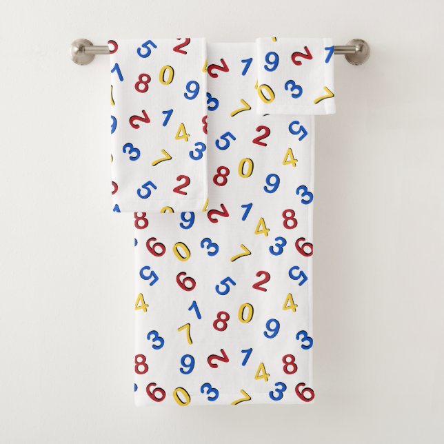 123 Numbers Red Yellow Blue  Bath Towel Set (Insitu)