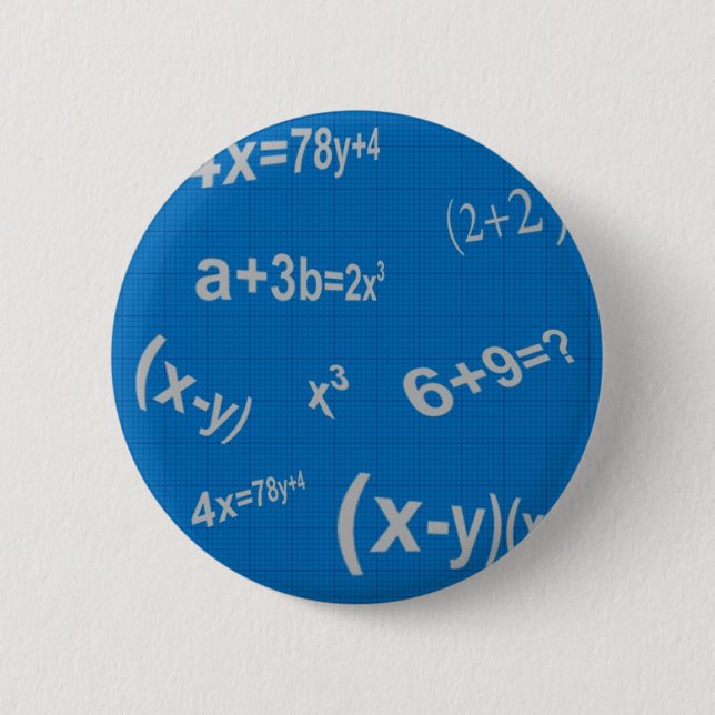 129 BLUE MATHMATICAL EQUATIONS MATH ALGEBRA EDUCAT 2 INCH ROUND BUTTON (Front)