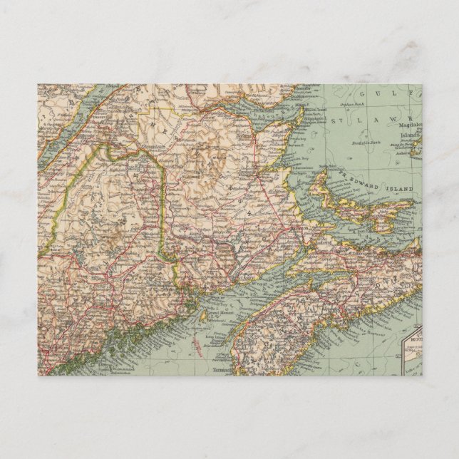 129 Maine, Nova Scotia, New Brunswick, Quebec Postcard (Front)