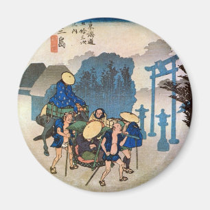 12. 三島宿, 広重 Mishima-juku, Hiroshige, Ukiyo-e Magnet