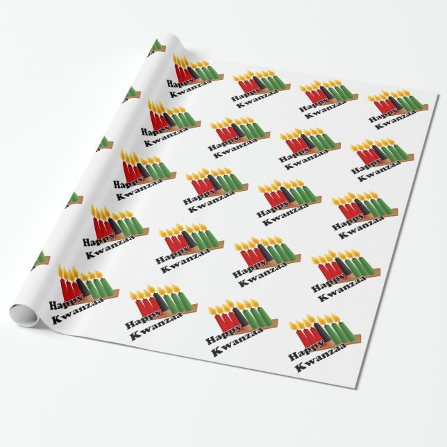 12-26 Happy Kwanzaa Wrapping Paper (Unrolled)