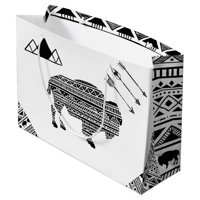 12,5lx4wx9h Grand sac cadeau Boho Buffalo Tribal P (Dos Angle)