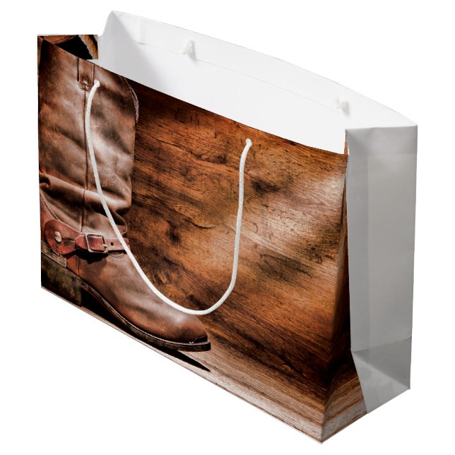 12.5lx4wx9h Grand sac cadeau Botte de cowboy Grang (Dos Angle)