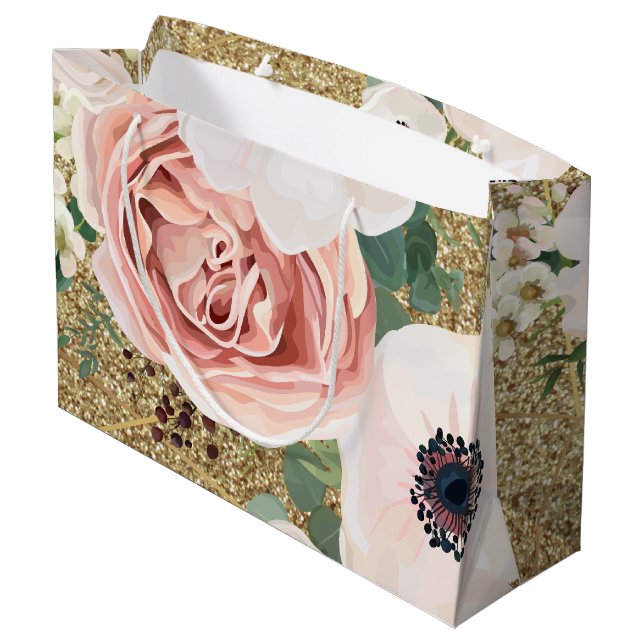 12.5lx4wx9h Grand sac cadeau Rose de jardin géomét (Dos Angle)